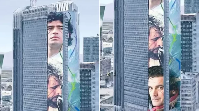Murale Jorit Centro Direzionale Napoli Pino Daniele Massimo Troisi Diego Armando Maradona